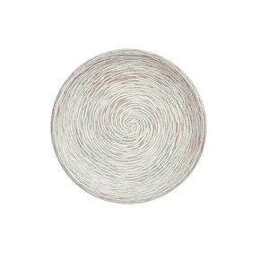 Prato em Madeira com Decoração Espiral Branco