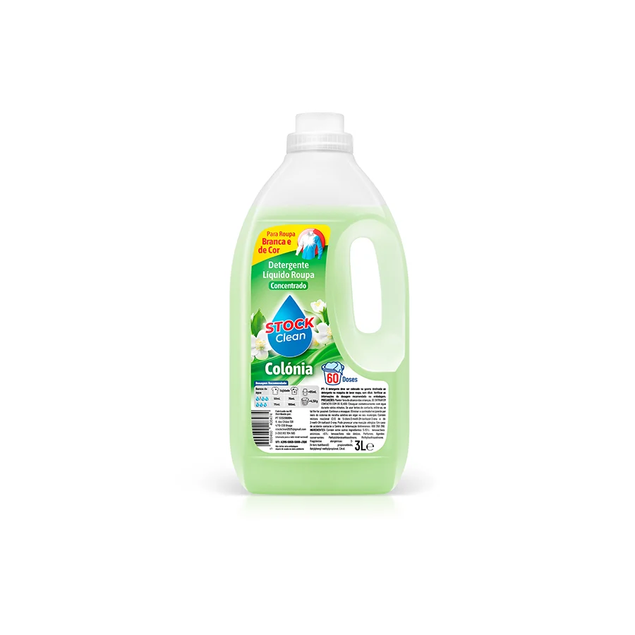 Stock Clean Detergente Máquina Roupa Líquido Colónia 60 Doses