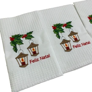 Panos Bordados de Favo e Turco de Natal Candeeiro